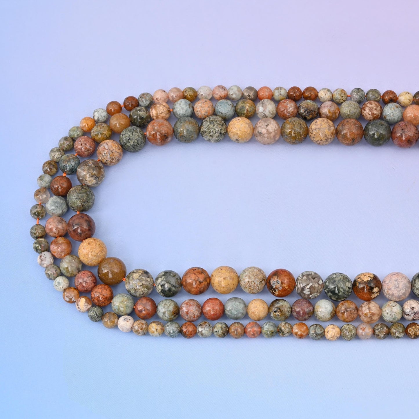 Natural Flower Ocean Jasper Round Gemstone Beads, 6mm, 8mm, 10mm Gemstone Round Bead, DIY Jewelry Making Beads, 15.5 Inches Per Strand - Mycrazycrystal
