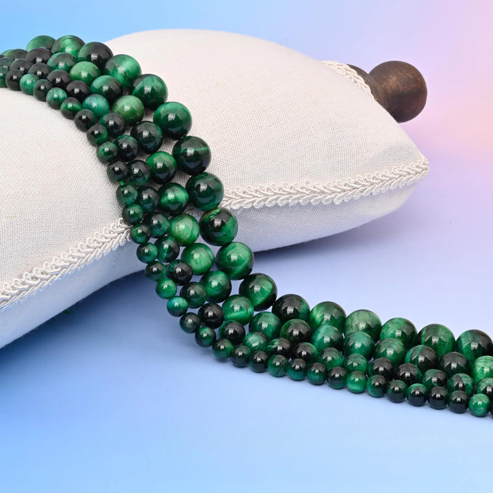 Green Tiger Eye Round Gemstone Beads, 6mm, 8mm, 10mm, 12mm Gemstone Round Bead, DIY Jewelry Making Beads, 15.5 Inches Per Strand - Mycrazycrystal