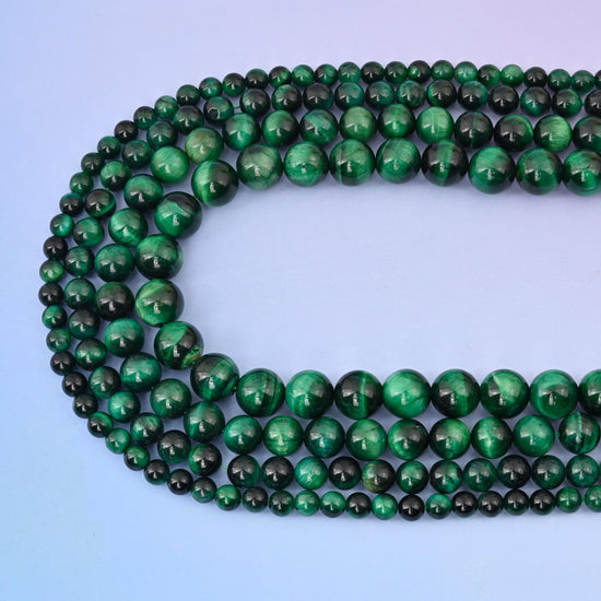 Green Tiger Eye Round Gemstone Beads, 6mm, 8mm, 10mm, 12mm Gemstone Round Bead, DIY Jewelry Making Beads, 15.5 Inches Per Strand - Mycrazycrystal