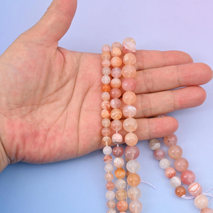 Pink Botswana Agate Round Gemstone Beads, 6mm, 8mm, 10mm Gemstone Round Bead, DIY Jewelry Making Beads, 15.5 Inches Per Strand - Mycrazycrystal