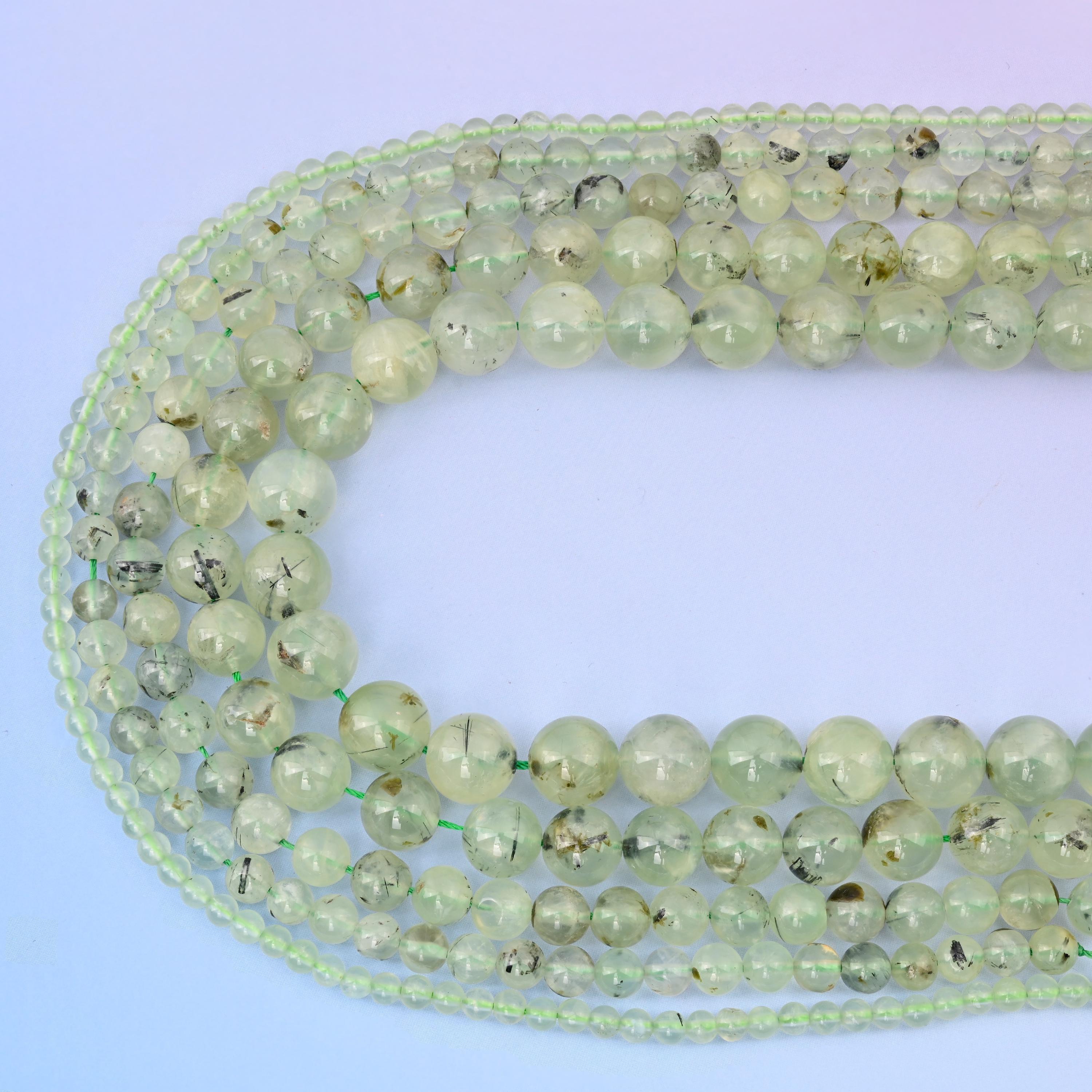 Natural Green Prehnite Round Gemstone Beads, 4mm, 6mm, 8mm, 10mm, 12mm Gemstone Round Bead, DIY Jewelry Making Beads, 15.5 Inches Per Strand - Mycrazycrystal