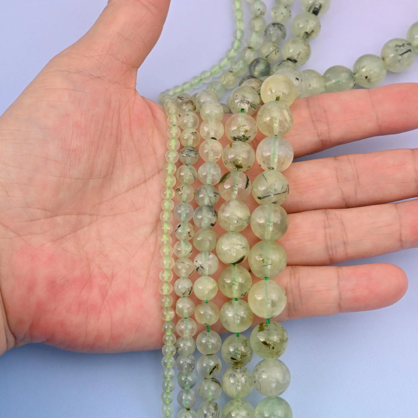 Natural Green Prehnite Round Gemstone Beads, 4mm, 6mm, 8mm, 10mm, 12mm Gemstone Round Bead, DIY Jewelry Making Beads, 15.5 Inches Per Strand - Mycrazycrystal