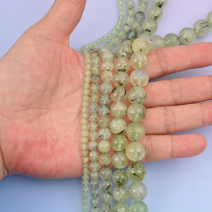 Natural Green Prehnite Round Gemstone Beads, 4mm, 6mm, 8mm, 10mm, 12mm Gemstone Round Bead, DIY Jewelry Making Beads, 15.5 Inches Per Strand - Mycrazycrystal