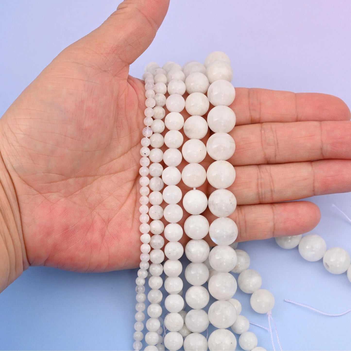 Flash White Moonstone Round Gemstone Beads, 4mm, 6mm, 8mm, 10mm, 12mm Gemstone Round Bead, DIY Jewelry Making Beads, 15.5 Inches Per Strand - Mycrazycrystal