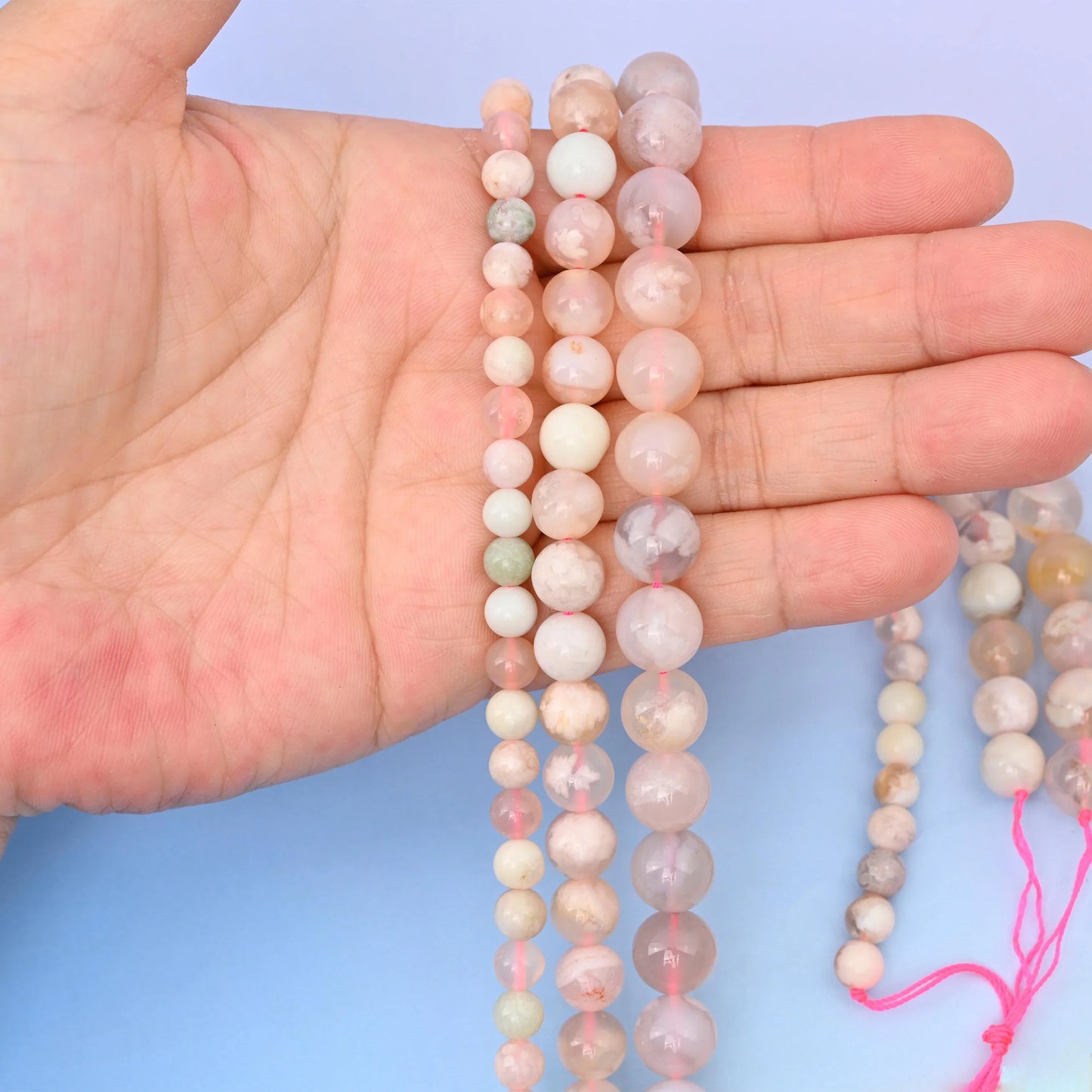 Natural Sakura Flower Agate Round Gemstone Beads, 6mm, 8mm, 10mm Gemstone Round Bead, DIY Jewelry Making Beads, 15.5 Inches Per Strand - Mycrazycrystal
