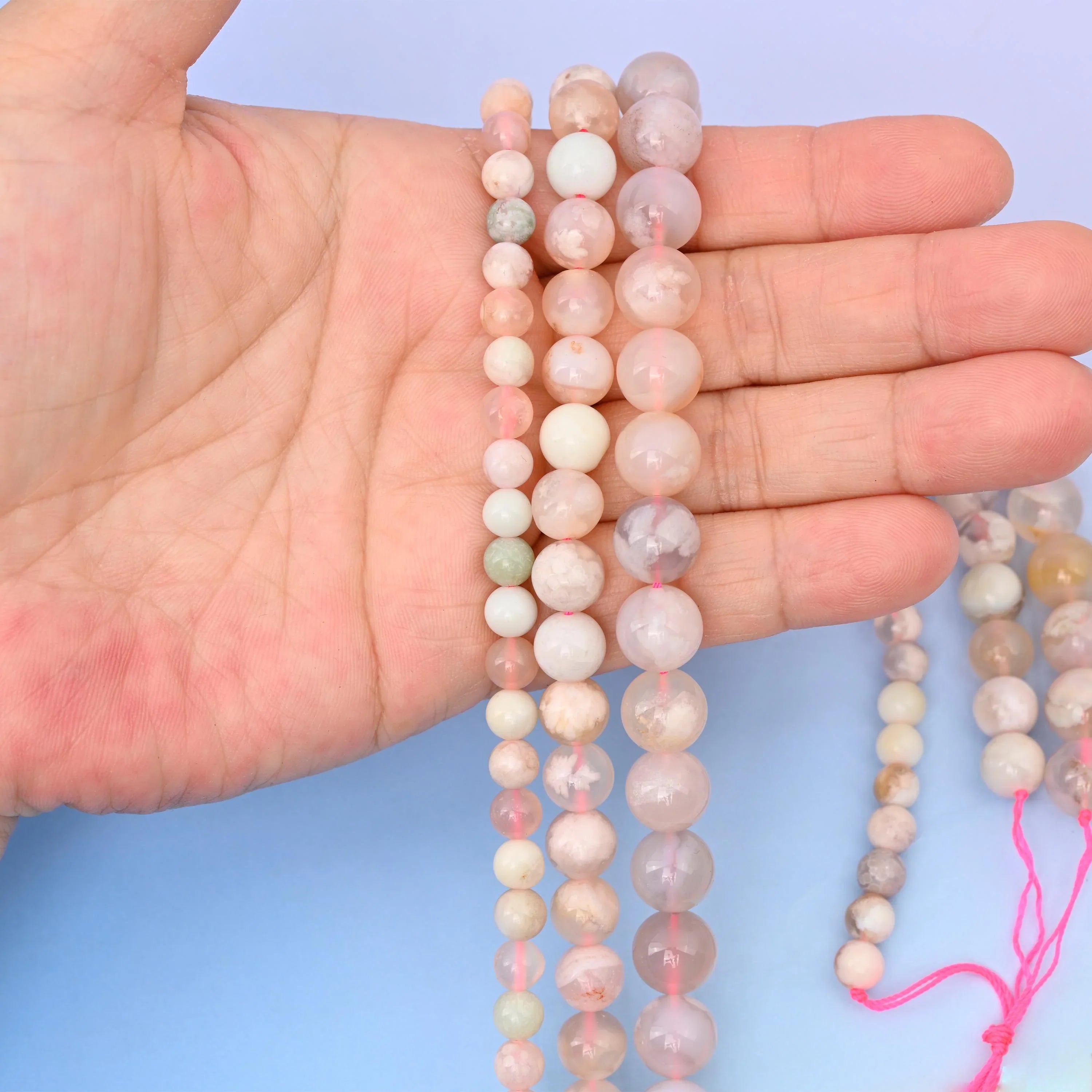 Natural Sakura Flower Agate Round Gemstone Beads, 6mm, 8mm, 10mm Gemstone Round Bead, DIY Jewelry Making Beads, 15.5 Inches Per Strand - Mycrazycrystal