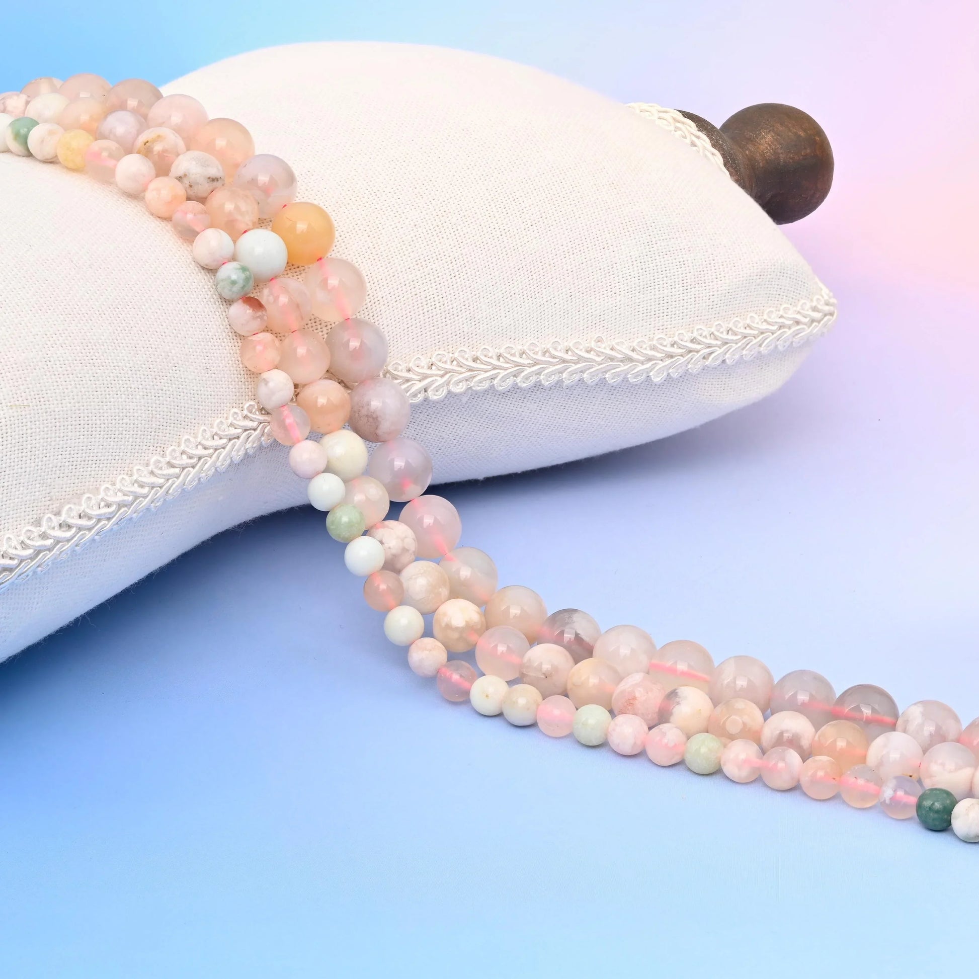 Natural Sakura Flower Agate Round Gemstone Beads, 6mm, 8mm, 10mm Gemstone Round Bead, DIY Jewelry Making Beads, 15.5 Inches Per Strand - Mycrazycrystal