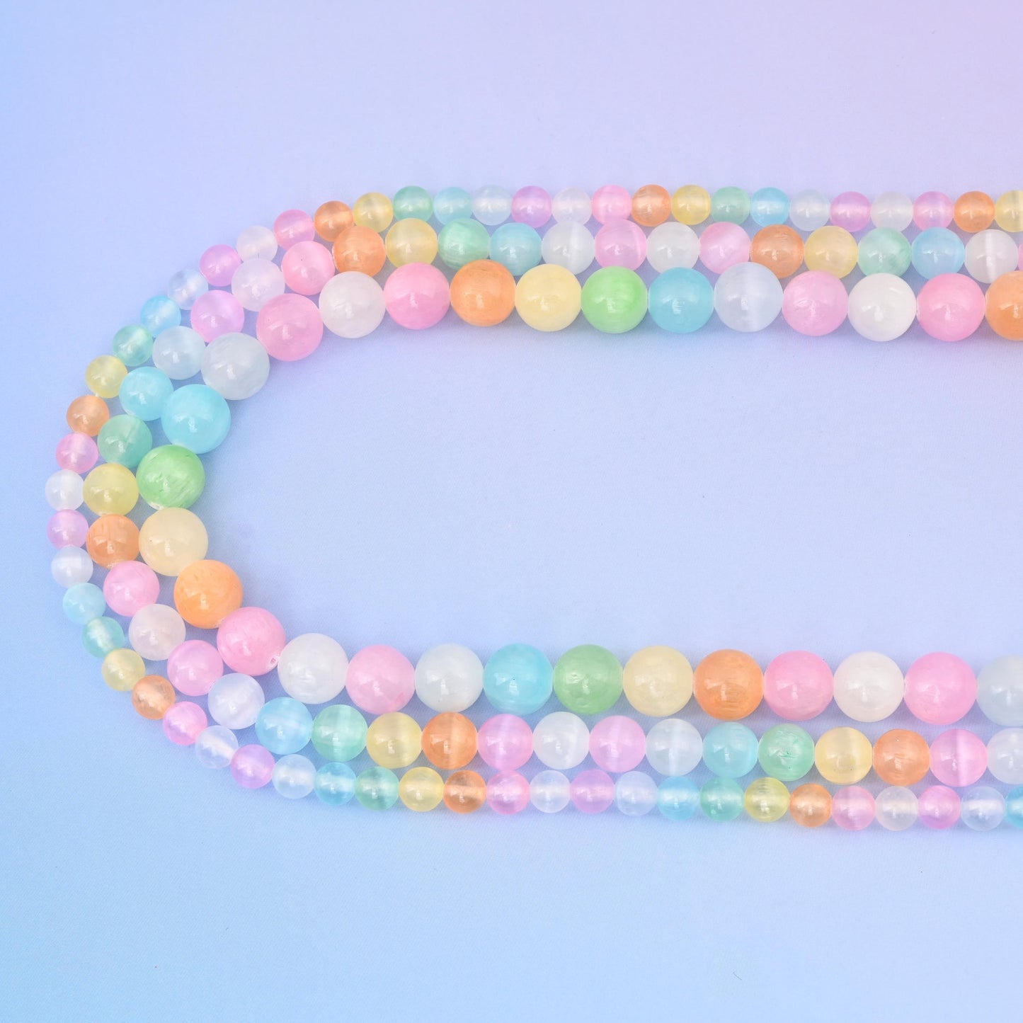 Light Multi Color Selenite Round Gemstone Beads, 6mm, 8mm, 10mm Gemstone Round Bead, DIY Jewelry Making Beads, 15.5 Inches Per Strand - Mycrazycrystal