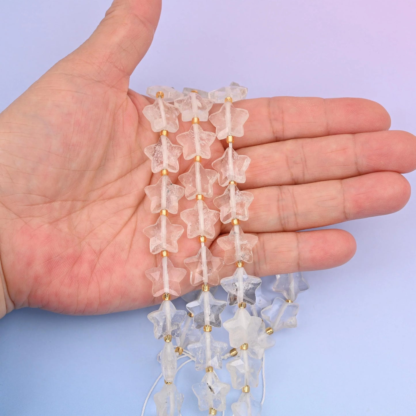Natural Clear Quartz 5 Pointed Star Faceted Gemstone Beads, 14mm Star Gemstone Bead, DIY Jewelry Making Beads, 15.5 Inches Per Strand - Mycrazycrystal