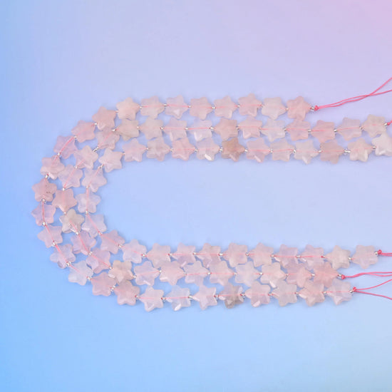Natural Rose Quartz 5 Pointed Star Faceted Gemstone Beads, 14mm Star Gemstone Bead, DIY Jewelry Making Beads, 15.5 Inches Per Strand - Mycrazycrystal