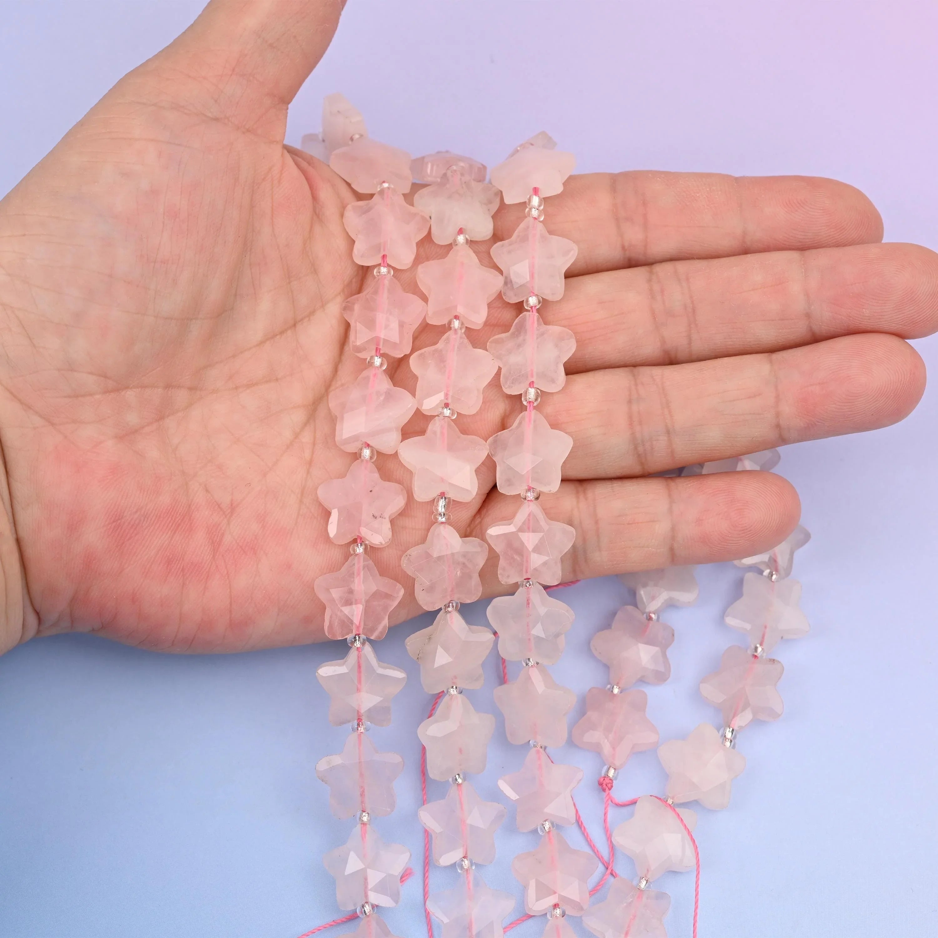Natural Rose Quartz 5 Pointed Star Faceted Gemstone Beads, 14mm Star Gemstone Bead, DIY Jewelry Making Beads, 15.5 Inches Per Strand - Mycrazycrystal