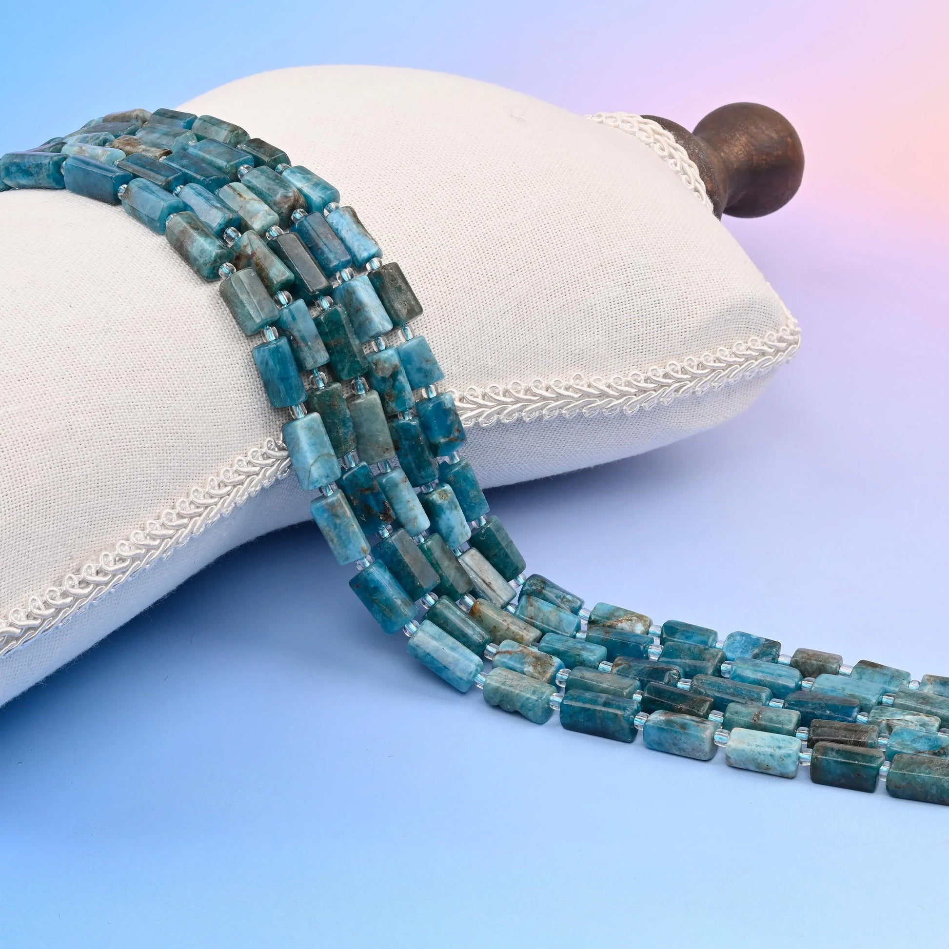 Natural Blue Apatite Faceted Tube Beads, Bead Size 12x8mm Apatite Gemstone Cylinder Bead, DIY Jewelry Making Beads, 15.5 Inches Per Strand - Mycrazycrystal