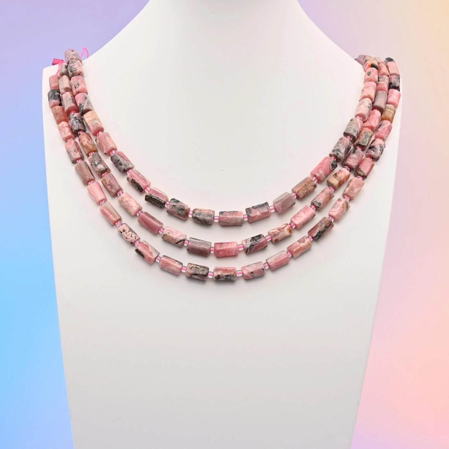 Natural Pink Rhodonite Faceted Tube Beads, Bead Size 12x8mm Gemstone Cylinder Bead, DIY Jewelry Making Beads, 15.5 Inches Per Strand - Mycrazycrystal