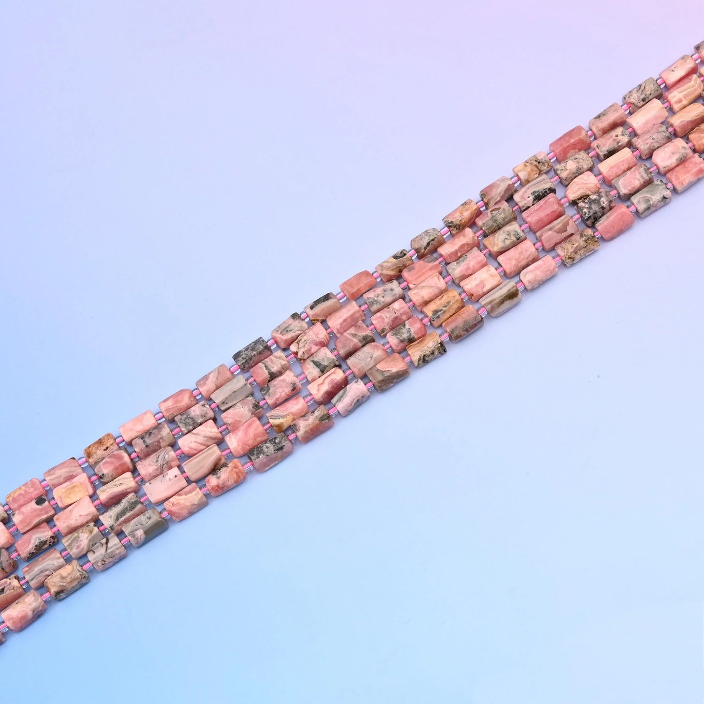 Natural Pink Rhodonite Faceted Tube Beads, Bead Size 12x8mm Gemstone Cylinder Bead, DIY Jewelry Making Beads, 15.5 Inches Per Strand - Mycrazycrystal