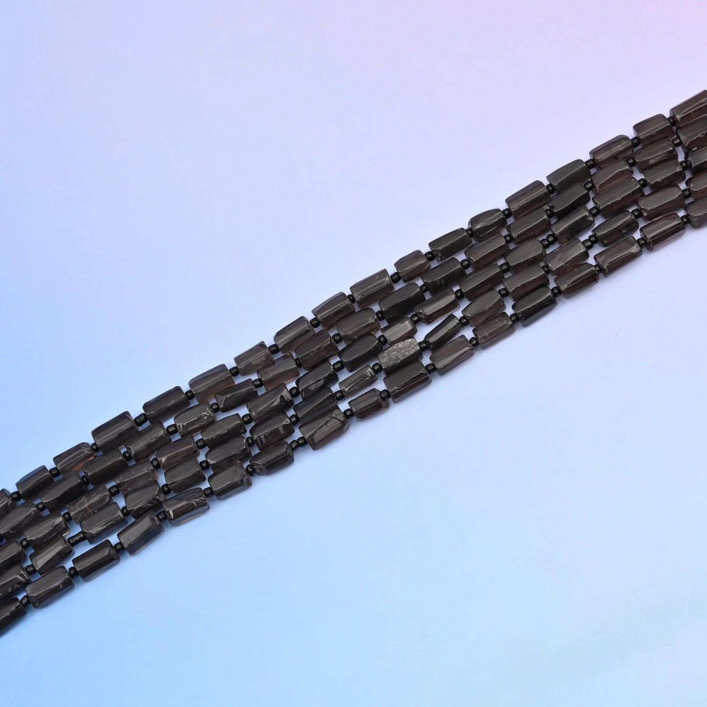 Natural Smoky Quartz Faceted Tube Beads, Bead Size 12x8mm Gemstone Cylinder Bead, DIY Jewelry Making Beads, 15.5 Inches Per Strand - Mycrazycrystal