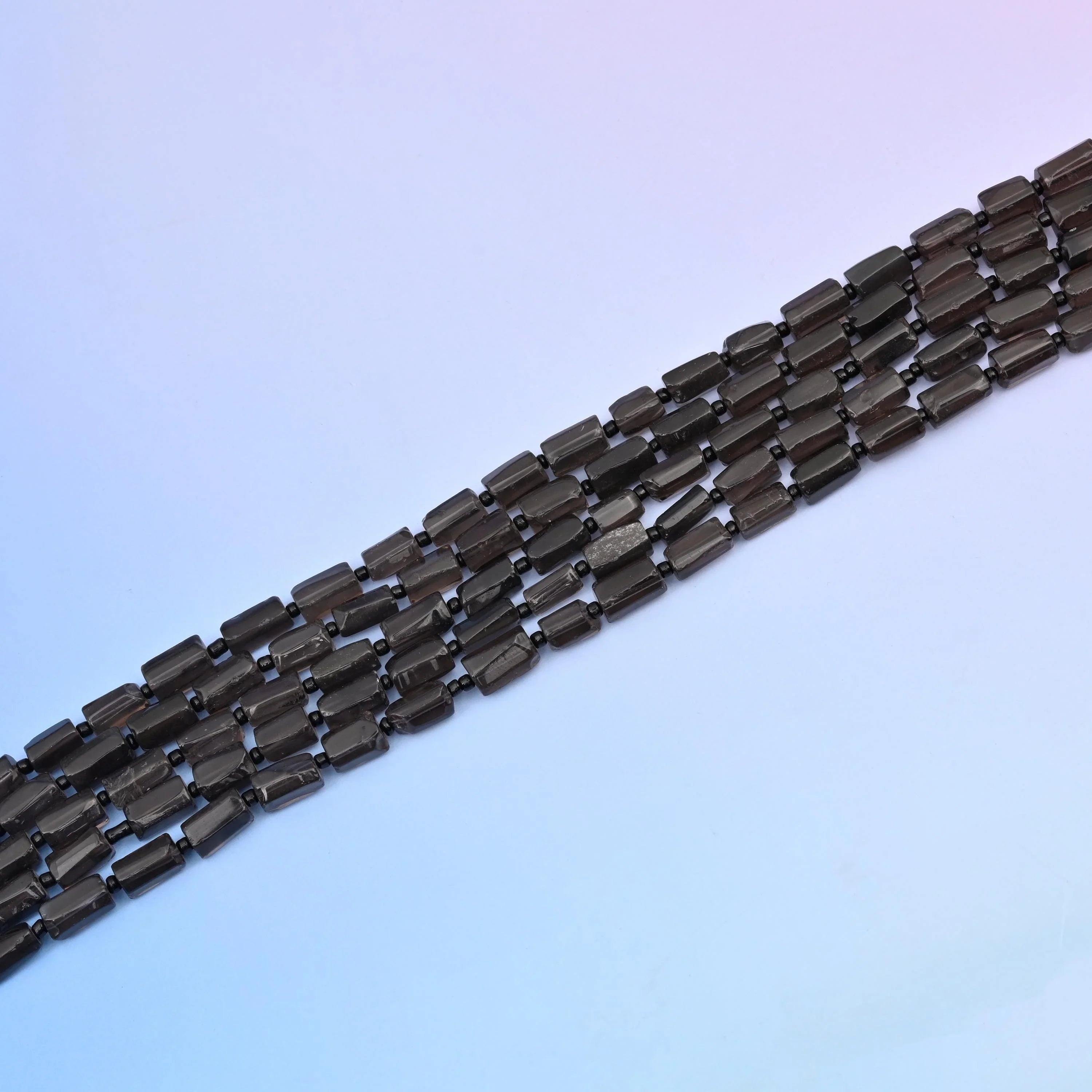 Natural Smoky Quartz Faceted Tube Beads, Bead Size 12x8mm Gemstone Cylinder Bead, DIY Jewelry Making Beads, 15.5 Inches Per Strand - Mycrazycrystal