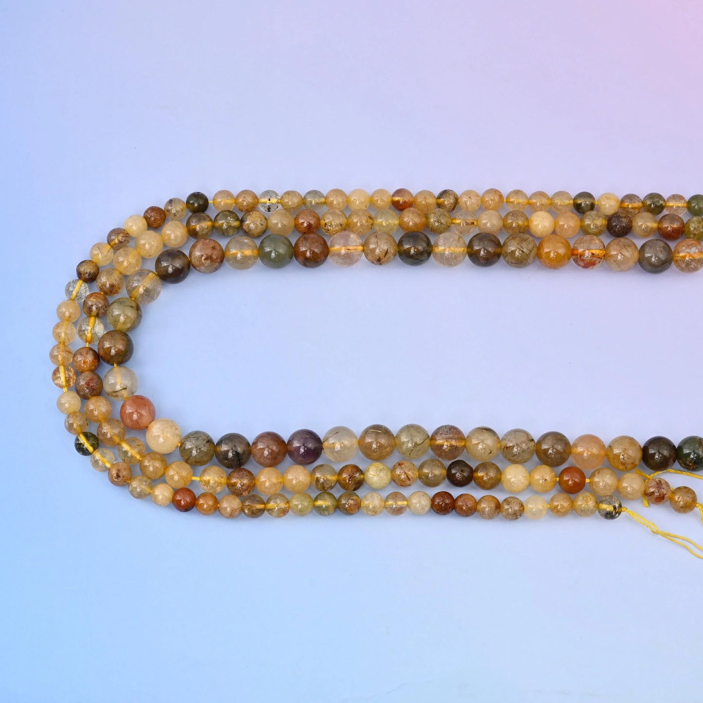 Multi Color Rutilated Quartz Round Gemstone Beads, 6mm, 8mm, 10mm Gemstone Round Bead, DIY Jewelry Making Beads, 15.5 Inches Per Strand - Mycrazycrystal