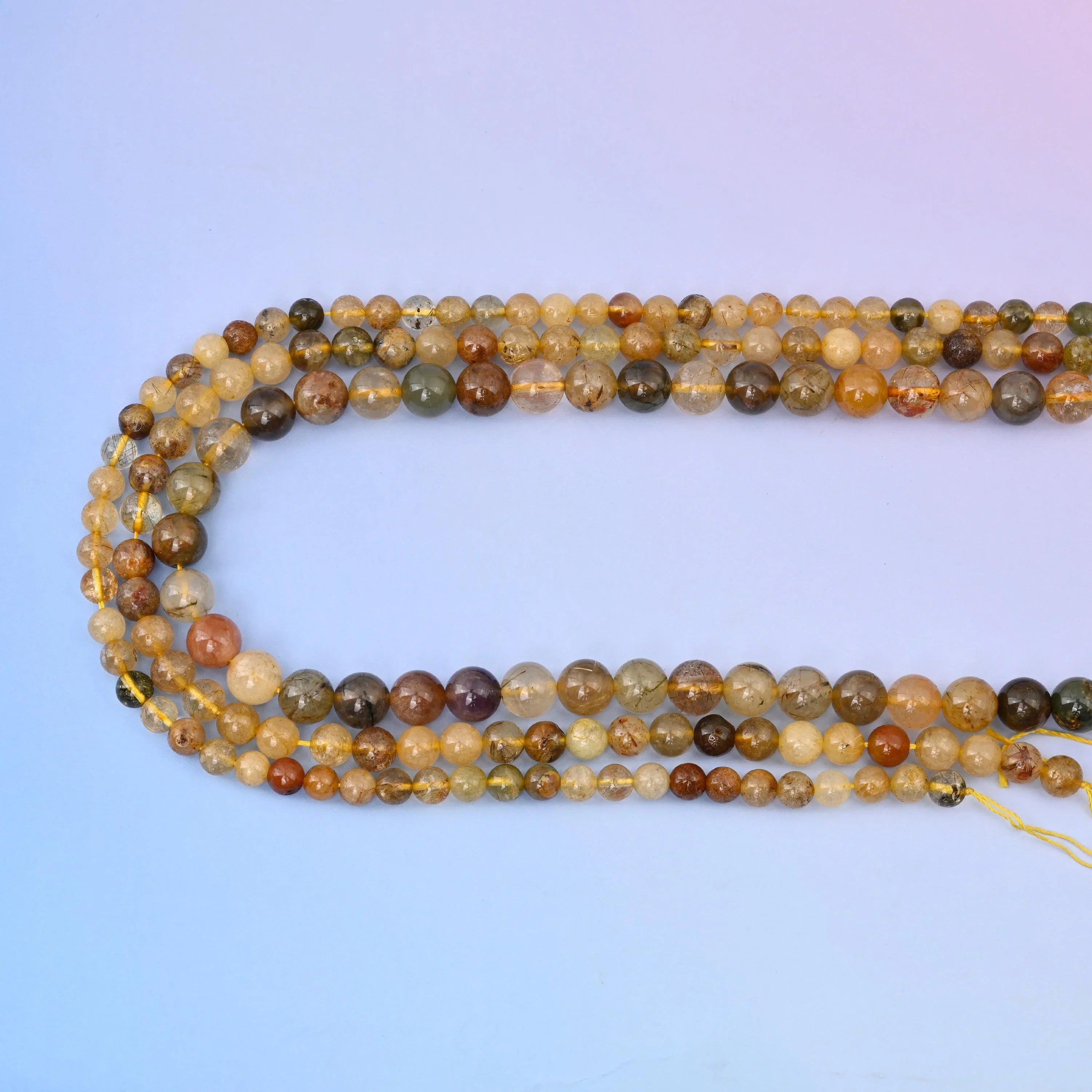 Multi Color Rutilated Quartz Round Gemstone Beads, 6mm, 8mm, 10mm Gemstone Round Bead, DIY Jewelry Making Beads, 15.5 Inches Per Strand - Mycrazycrystal