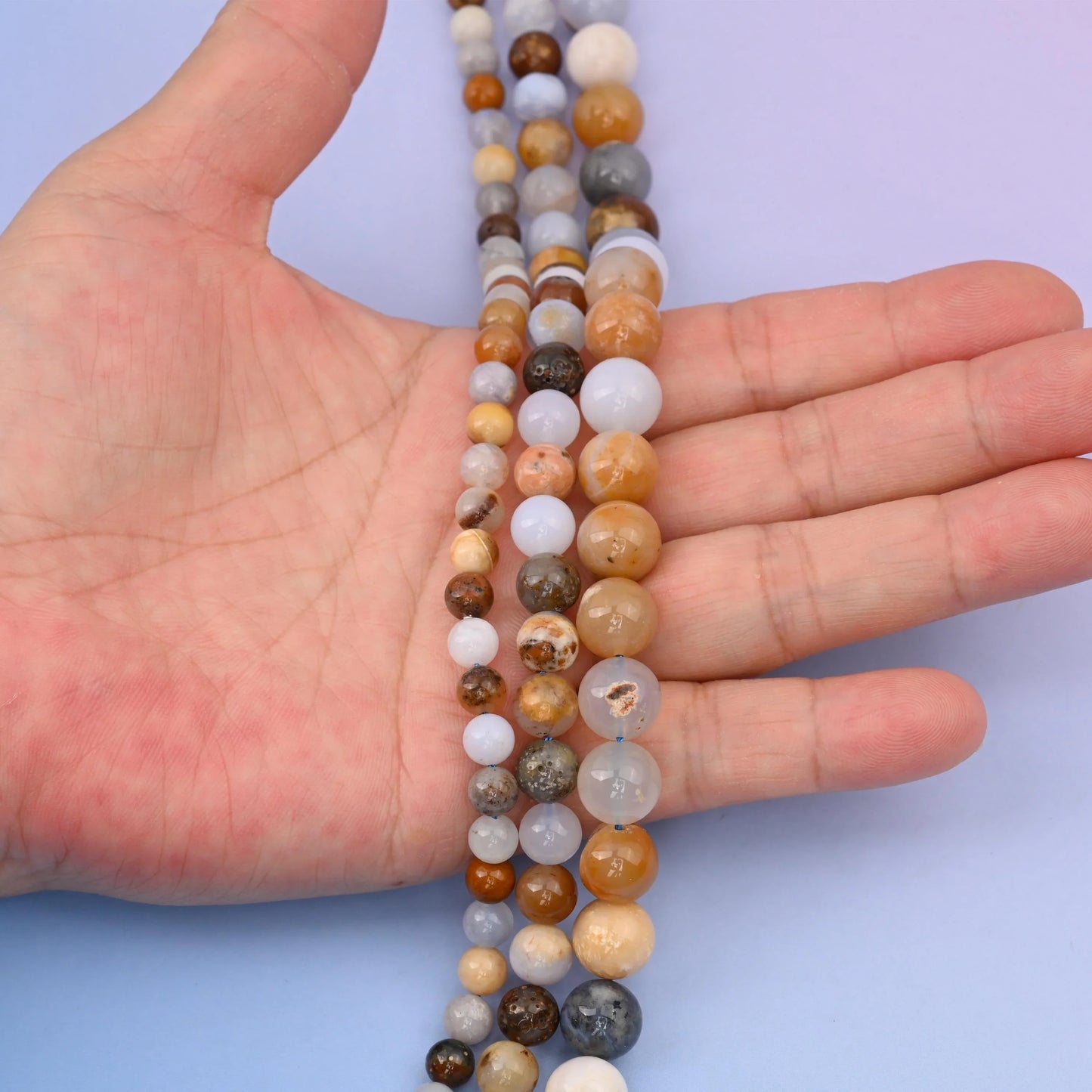 Natural Multi-Color Chalcedony Smooth Round Beads, 6mm, 8mm, 10mm Gemstone Round Bead, DIY Jewelry Making Beads, 15.5 Inches Per Strand - Mycrazycrystal