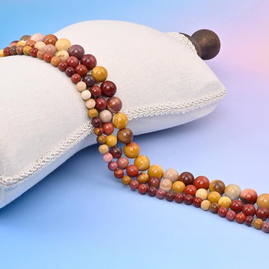Natural Mookaite Jasper Smooth Round Gemstone Beads, 6mm, 8mm, 10mm Gemstone Round Bead, DIY Jewelry Making Beads, 15.5 Inches Per Strand - Mycrazycrystal