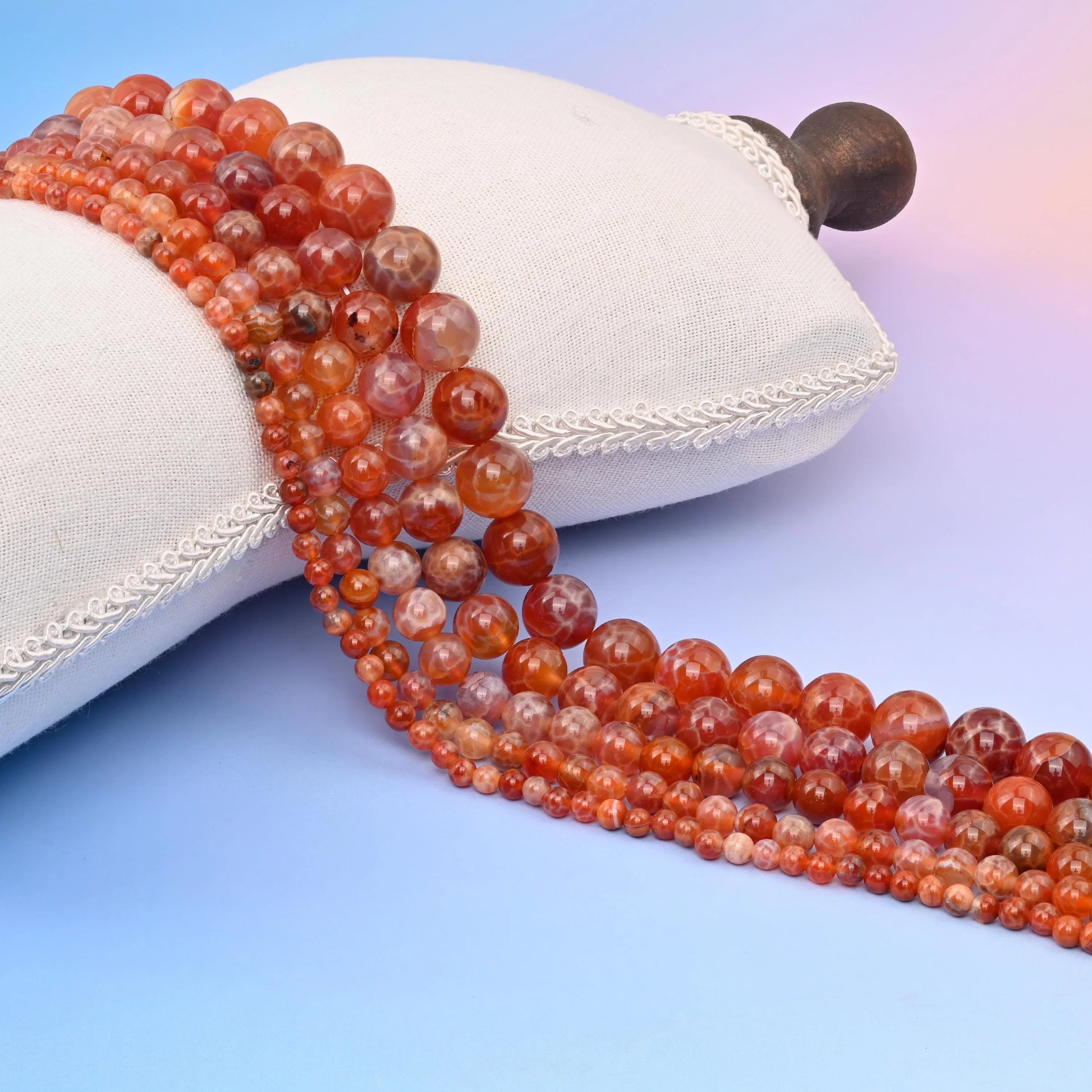 Natural Red Fire Agate Smooth Round Beads, Size 4mm, 6mm, 8mm, 10mm, 12mm Gemstone Bead, DIY Jewelry Making Beads, 15.5 Inches Per Strand - Mycrazycrystal