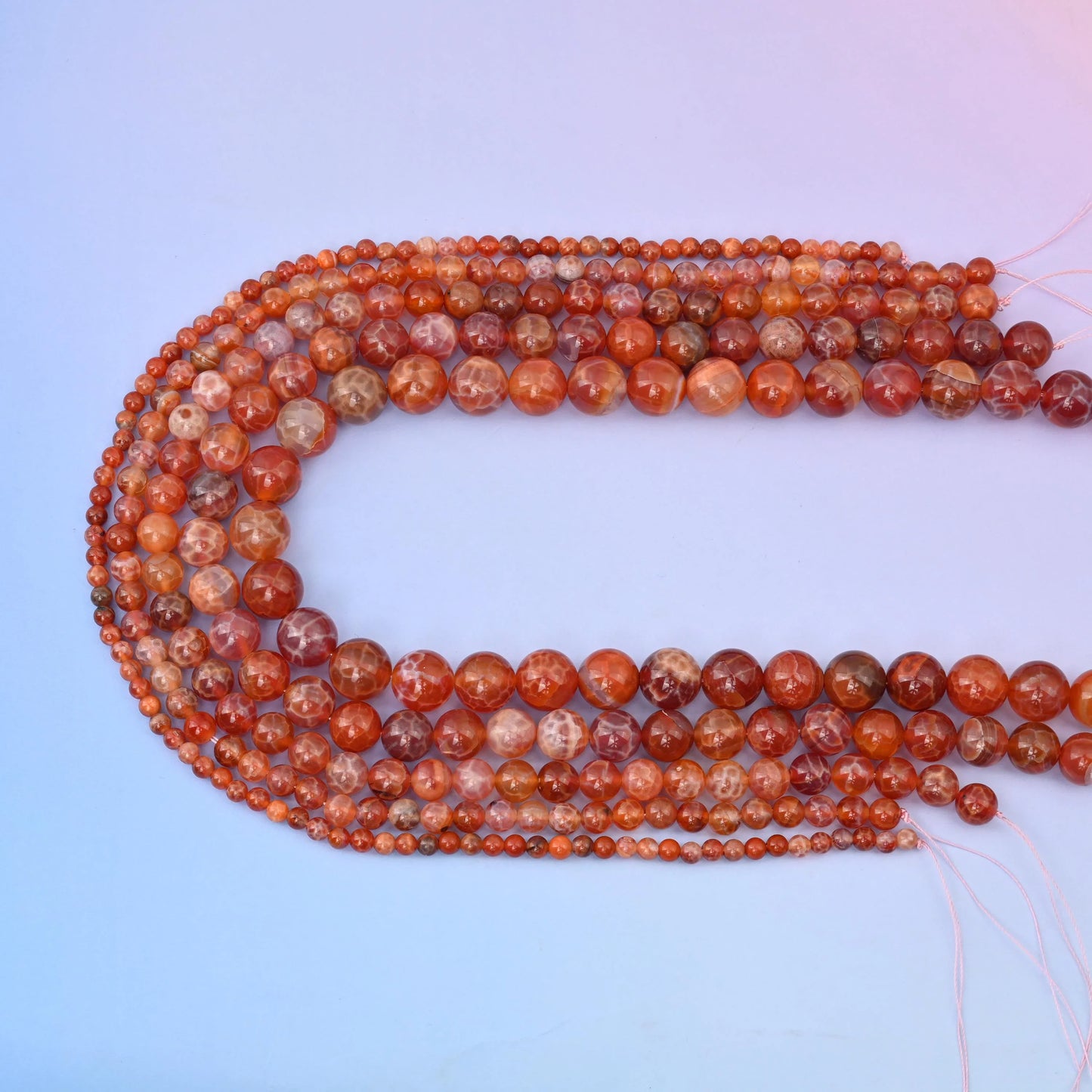Natural Red Fire Agate Smooth Round Beads, Size 4mm, 6mm, 8mm, 10mm, 12mm Gemstone Bead, DIY Jewelry Making Beads, 15.5 Inches Per Strand - Mycrazycrystal