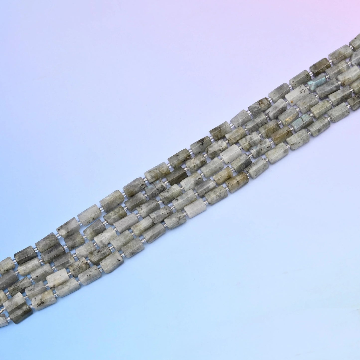 Natural White Labradorite Faceted Tube Beads, Bead Size 12x8mm Gemstone Cylinder Bead, DIY Jewelry Making Beads, 15.5 Inches Per Strand - Mycrazycrystal