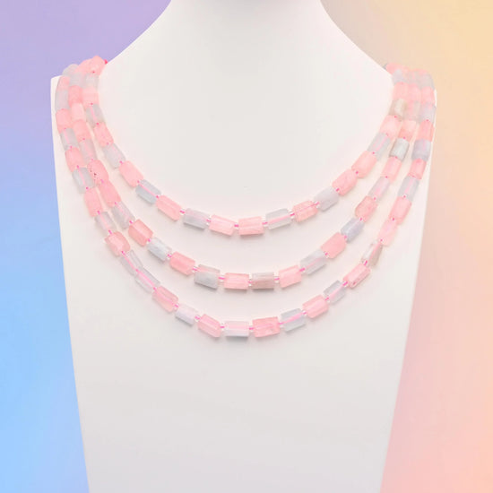 Natural Multi-Color Morganite Faceted Tube Beads, Bead Size 12x8mm Gemstone Cylinder Bead, DIY Jewelry Making Beads, 15.5 Inches Per Strand - Mycrazycrystal