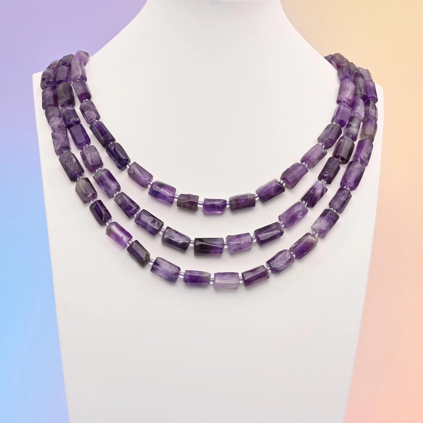 Natural Chevron Amethyst Faceted Tube Beads, Bead Size 12x8mm Amethyst Cylinder Bead, DIY Jewelry Making Beads, 15.5 Inches Per Strand - Mycrazycrystal