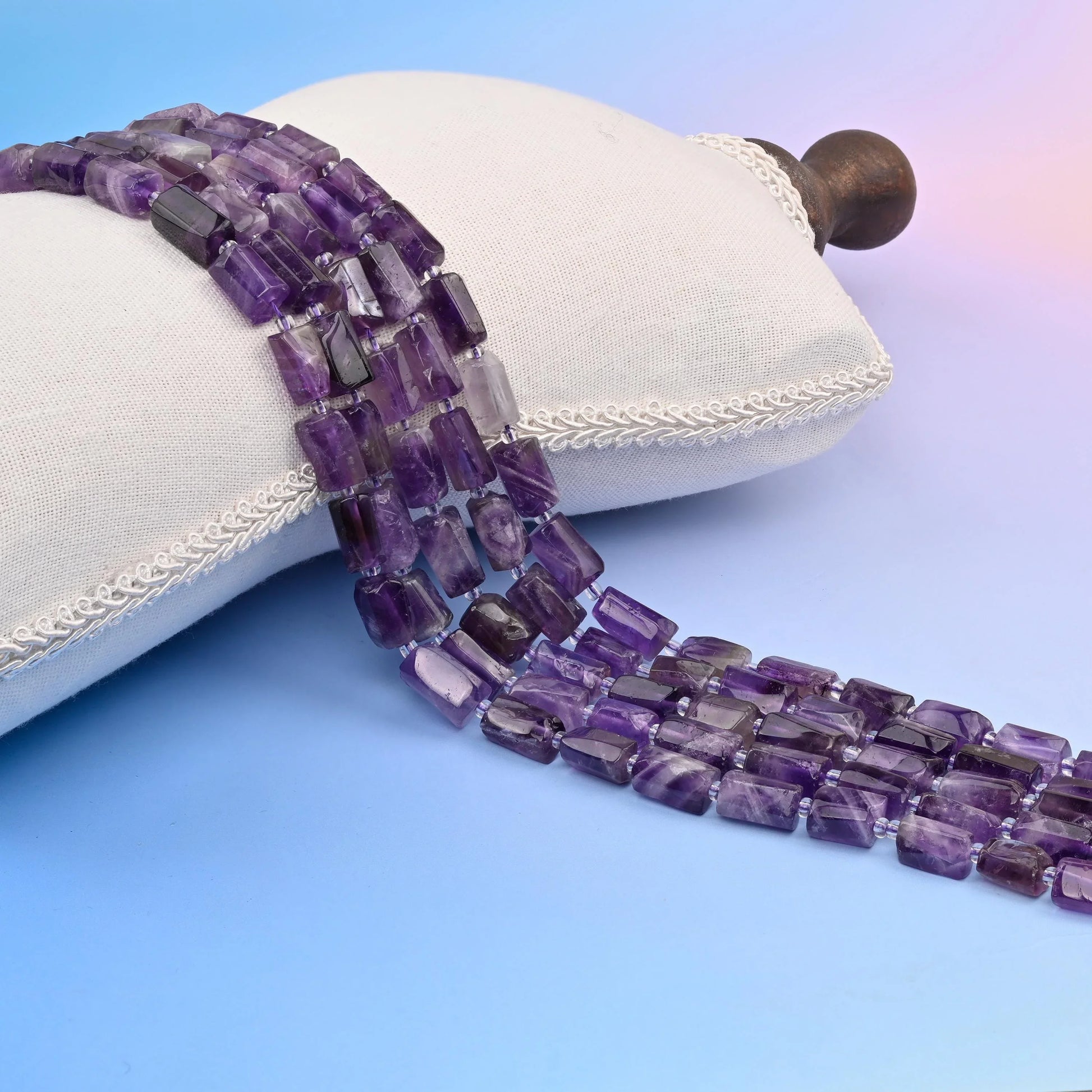 Natural Chevron Amethyst Faceted Tube Beads, Bead Size 12x8mm Amethyst Cylinder Bead, DIY Jewelry Making Beads, 15.5 Inches Per Strand - Mycrazycrystal