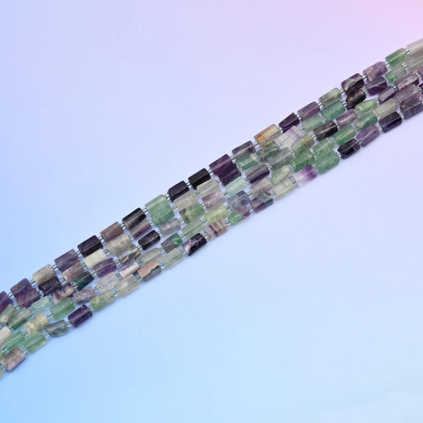 Natural Multi-Color Fluorite Faceted Tube Beads, Bead Size 12x8mm Gemstone Cylinder Bead, DIY Jewelry Making Beads, 15.5 Inches Per Strand - Mycrazycrystal