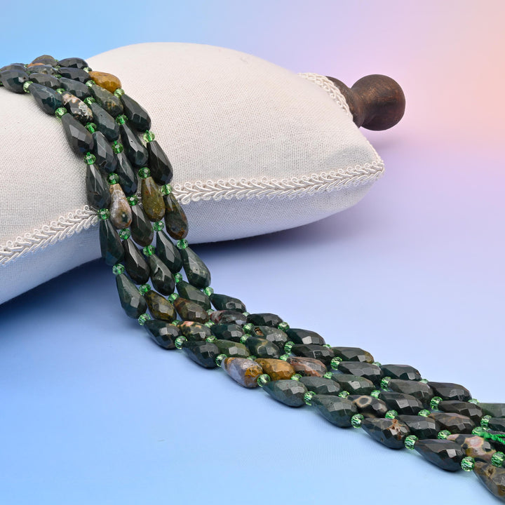 Natural Indian Agate Faceted Teardrop Gemstone Beads, Bead Size 16x8mm Faceted Beads, DIY Jewelry Making Beads, 15.5 Inches Per Strand
