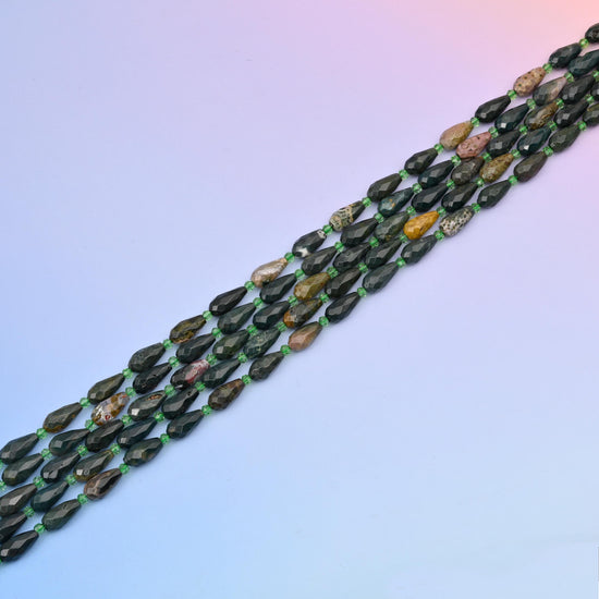 Natural Indian Agate Faceted Teardrop Gemstone Beads, Bead Size 16x8mm Faceted Beads, DIY Jewelry Making Beads, 15.5 Inches Per Strand