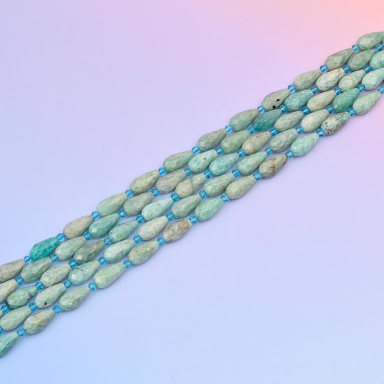 Natural Amazonite Faceted Teardrop Gemstone Beads