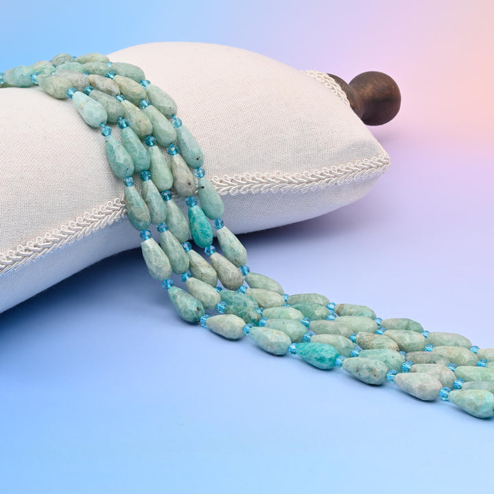 Natural Amazonite Faceted Teardrop Gemstone Beads