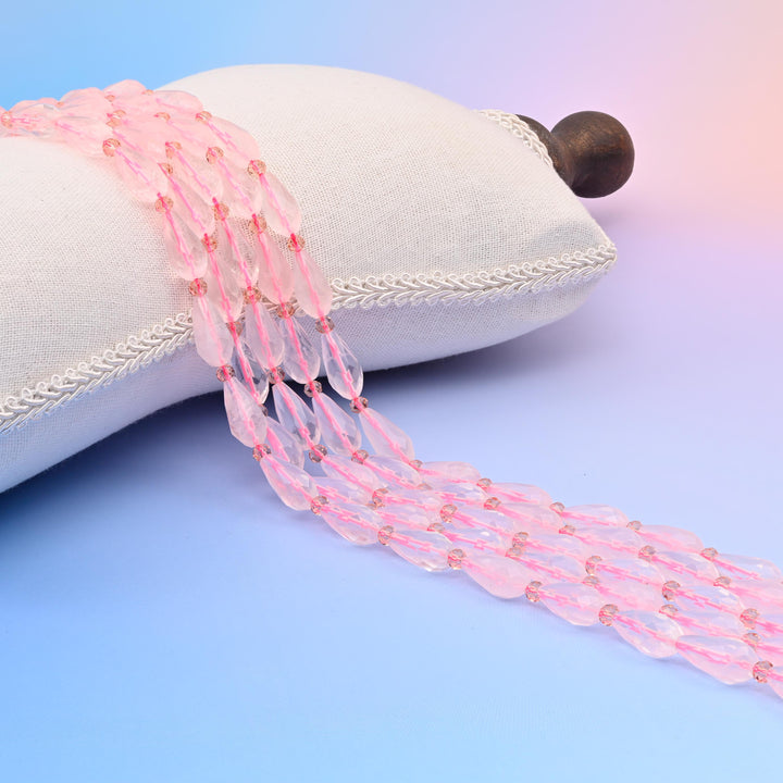 Natural Rose Quartz Faceted Teardrop Gemstone Beads, Bead Size 16x8mm Faceted Beads, DIY Jewelry Making Beads, 15.5 Inches Per Strand