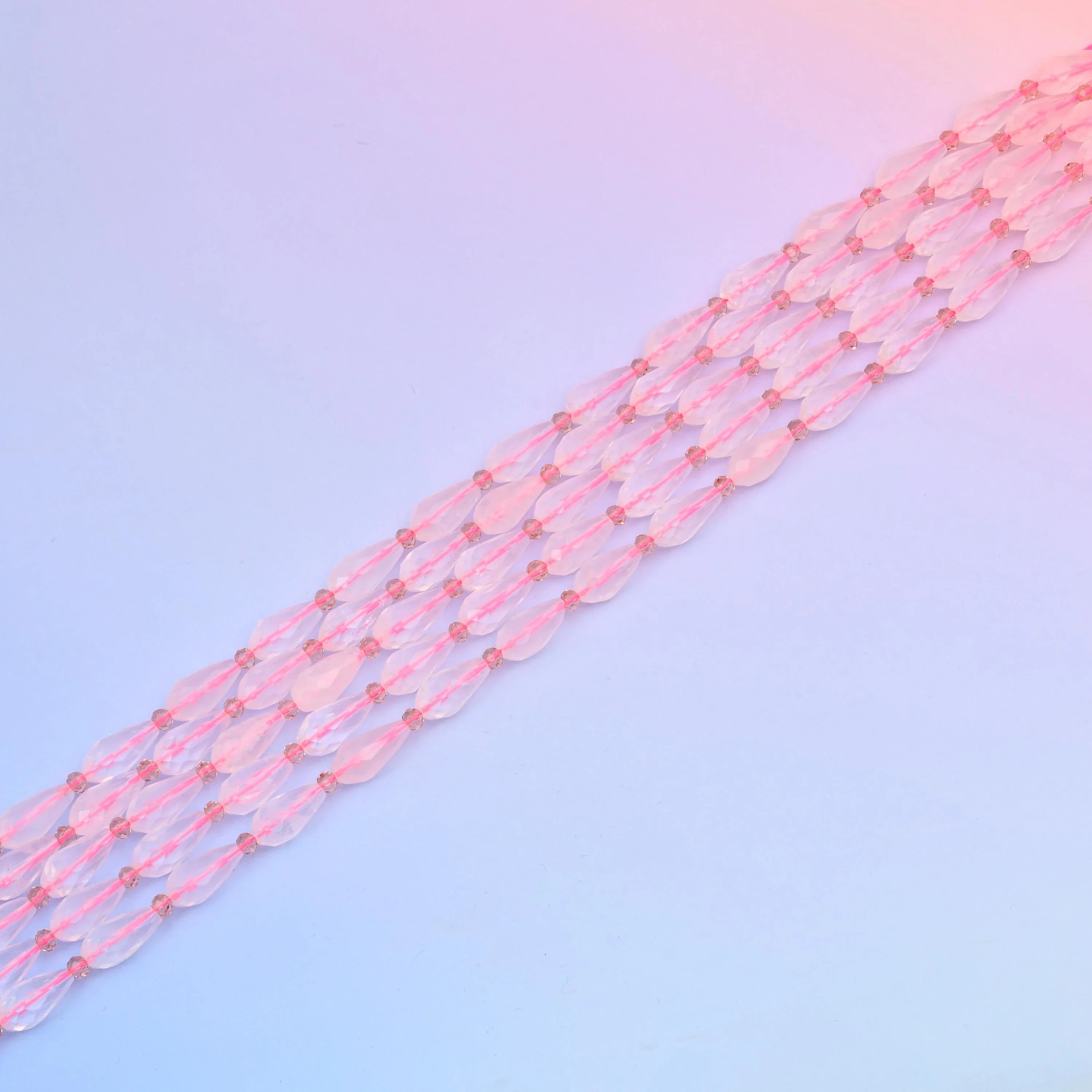 Natural Rose Quartz Faceted Teardrop Gemstone Beads, Bead Size 16x8mm Faceted Beads, DIY Jewelry Making Beads, 15.5 Inches Per Strand - Mycrazycrystal