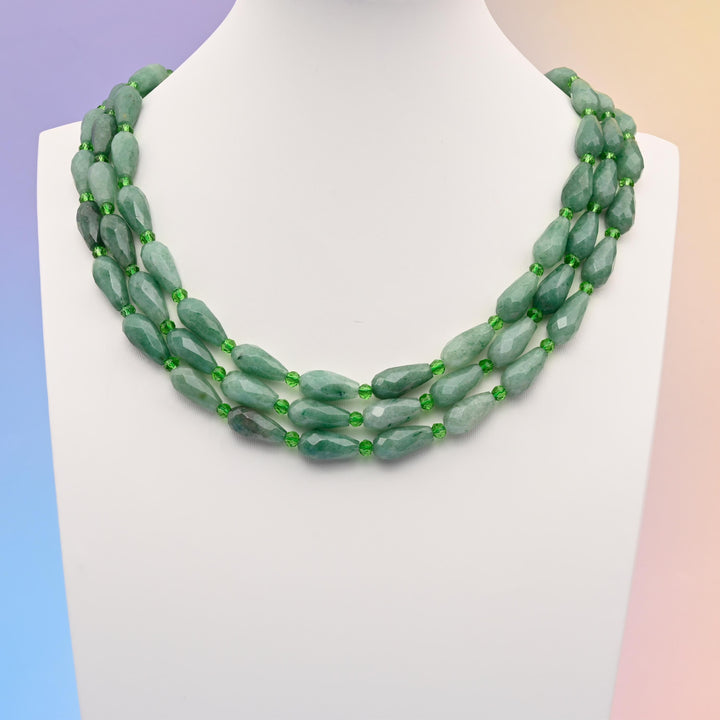Natural Green Aventurine Faceted Teardrop Gemstone Beads, Bead Size 16x8mm Faceted Beads, DIY Jewelry Making Beads, 15.5 Inches Per Strand