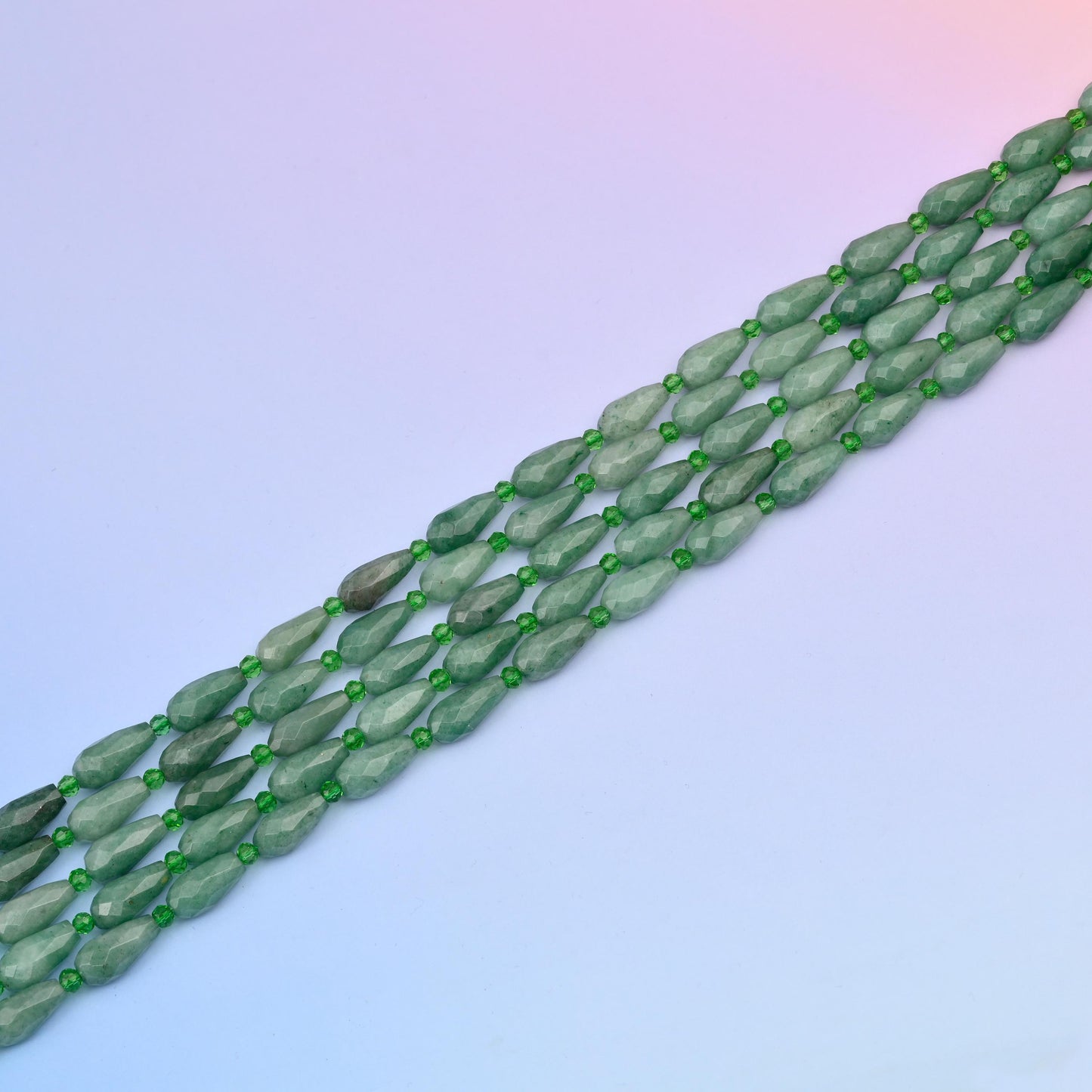 Natural Green Aventurine Faceted Teardrop Gemstone Beads, Bead Size 16x8mm Faceted Beads, DIY Jewelry Making Beads, 15.5 Inches Per Strand