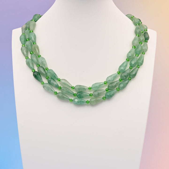 Natural Green Strawberry Quartz Faceted Teardrop Gemstone Beads, Size 16x8mm Faceted Beads, DIY Jewelry Making Beads, 15.5 Inches Per Strand