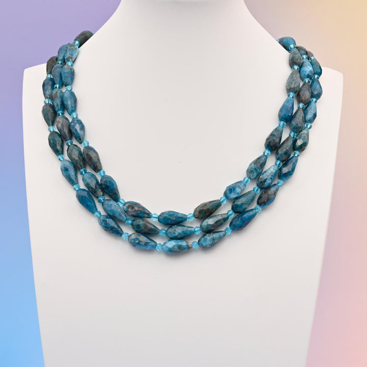 Natural Blue Apatite Faceted Teardrop Gemstone Beads, Size 16x8mm Faceted Beads, DIY Jewelry Making Beads, 15.5 Inches Per Strand