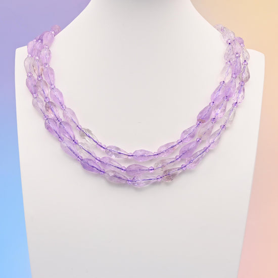 Natural Lavender Light Amethyst Faceted Teardrop Gemstone Beads, Size 16x8mm Faceted Beads, DIY Jewelry Making Beads, 15.5 Inches Per Strand