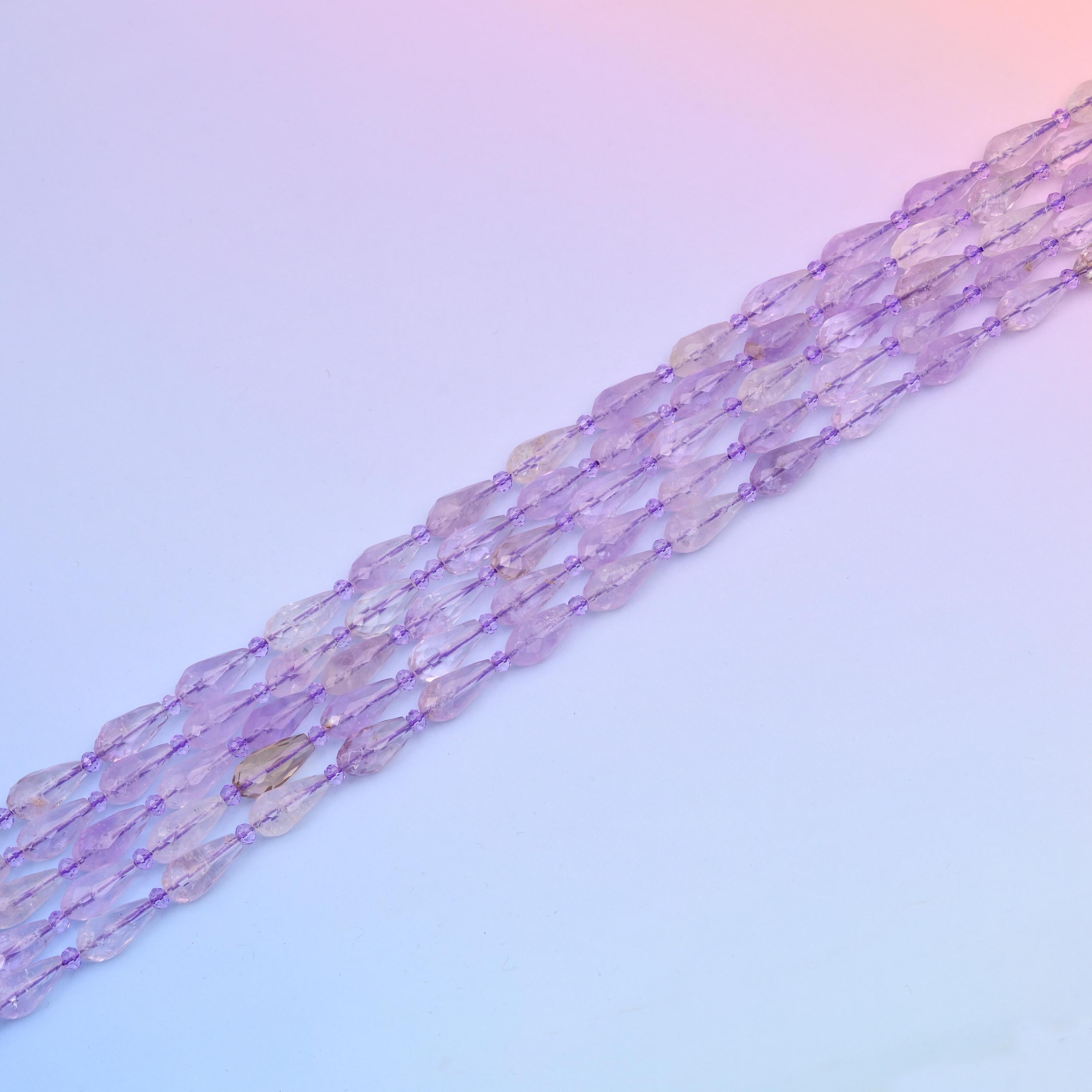 Natural Lavender Light Amethyst Faceted Teardrop Gemstone Beads, Size 16x8mm Faceted Beads, DIY Jewelry Making Beads, 15.5 Inches Per Strand