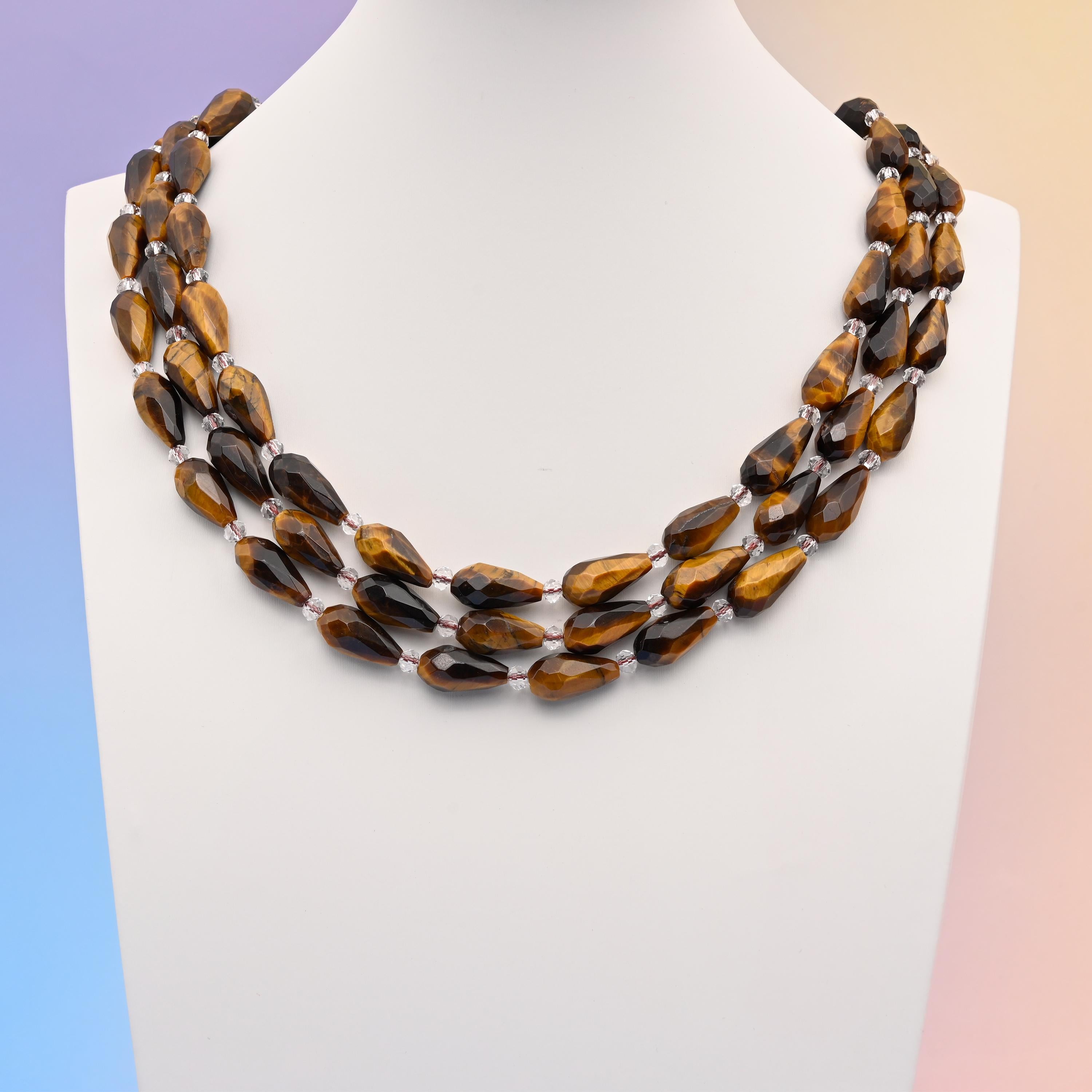 Natural Tiger Eye Faceted Teardrop Gemstone Beads, Size 16x8mm Faceted Beads, DIY Jewelry Making Beads, 15.5 Inches Per Strand