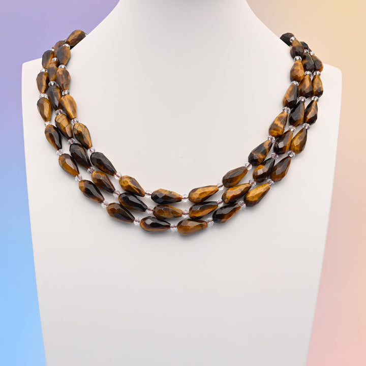 Natural Tiger Eye Faceted Teardrop Gemstone Beads, Size 16x8mm Faceted Beads, DIY Jewelry Making Beads, 15.5 Inches Per Strand