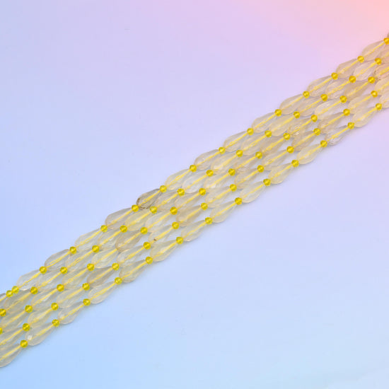 Natural Citrine Faceted Teardrop Gemstone Beads, Bead Size 16x8mm Yellow Faceted Beads, DIY Jewelry Making Beads, 15.5 Inches Per Strand