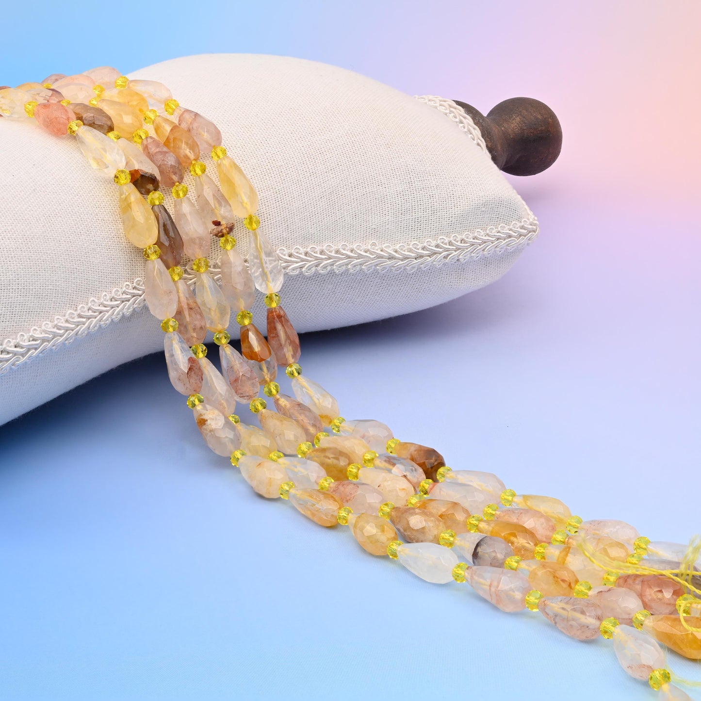 Natural Golden Healer Faceted Teardrop Gemstone Beads, Bead Size 16x8mm Faceted Beads, DIY Jewelry Making Beads, 15.5 Inches Per Strand