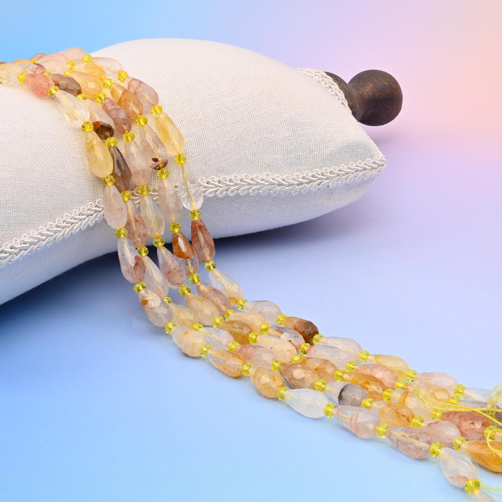 Natural Golden Healer Faceted Teardrop Gemstone Beads, Bead Size 16x8mm Faceted Beads, DIY Jewelry Making Beads, 15.5 Inches Per Strand