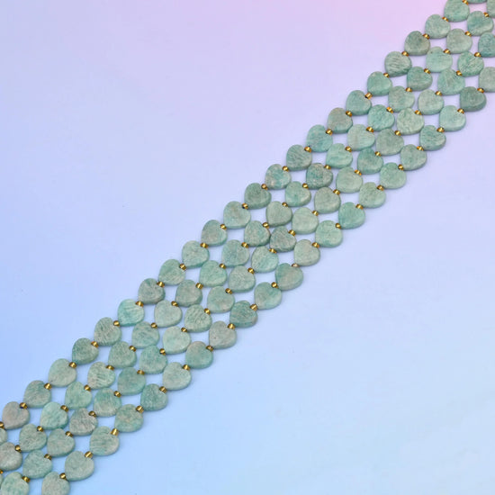 Natural Amazonite Faceted Heart Gemstone Beads, Bead Size 12mm Heart Faceted Beads, DIY Jewelry Making Beads, 15.5 Inches Per Strand - Mycrazycrystal