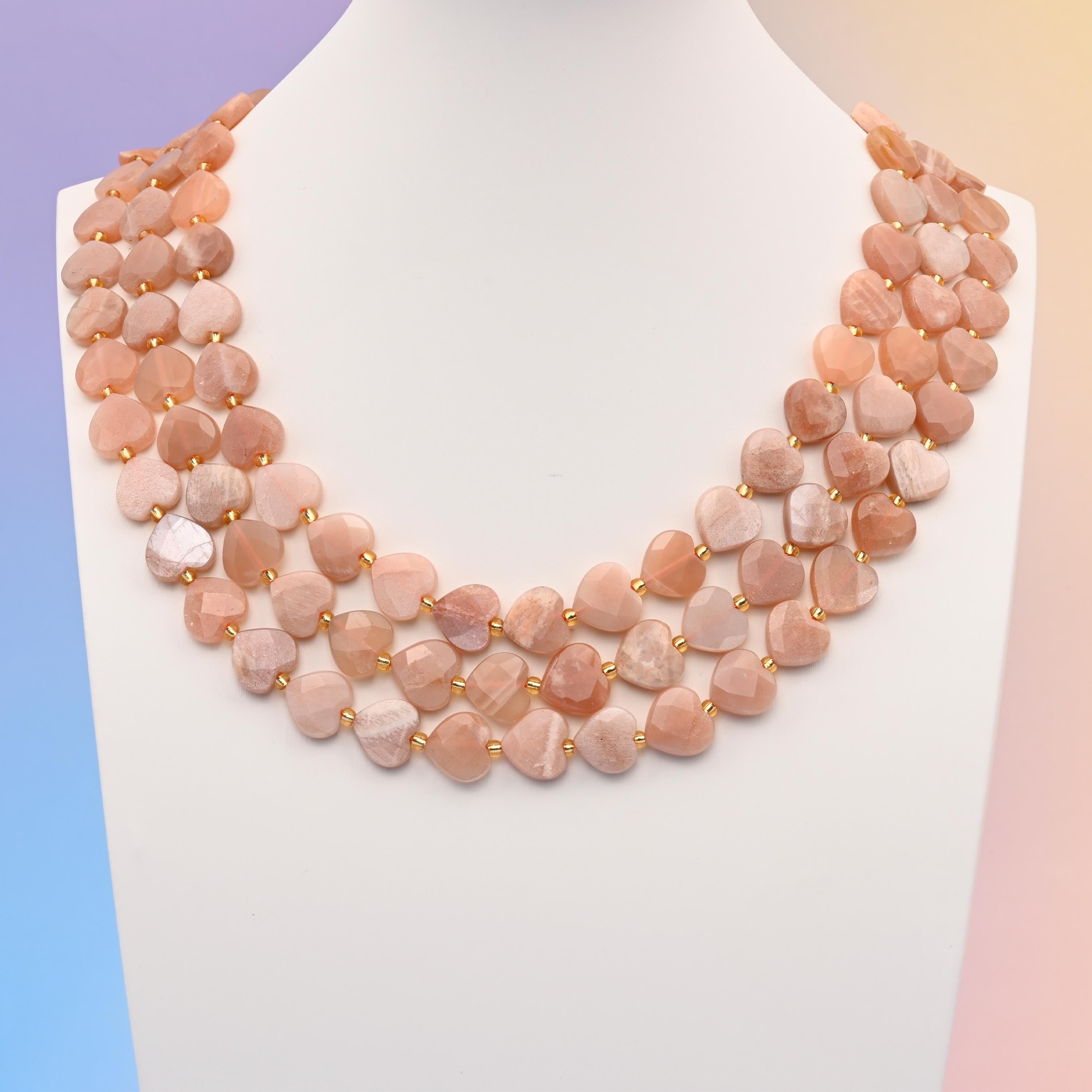 Natural Sunstone Faceted Heart Gemstone Beads, Bead Size 12mm Heart Faceted Beads, DIY Jewelry Making Beads, 15.5 Inches Per Strand